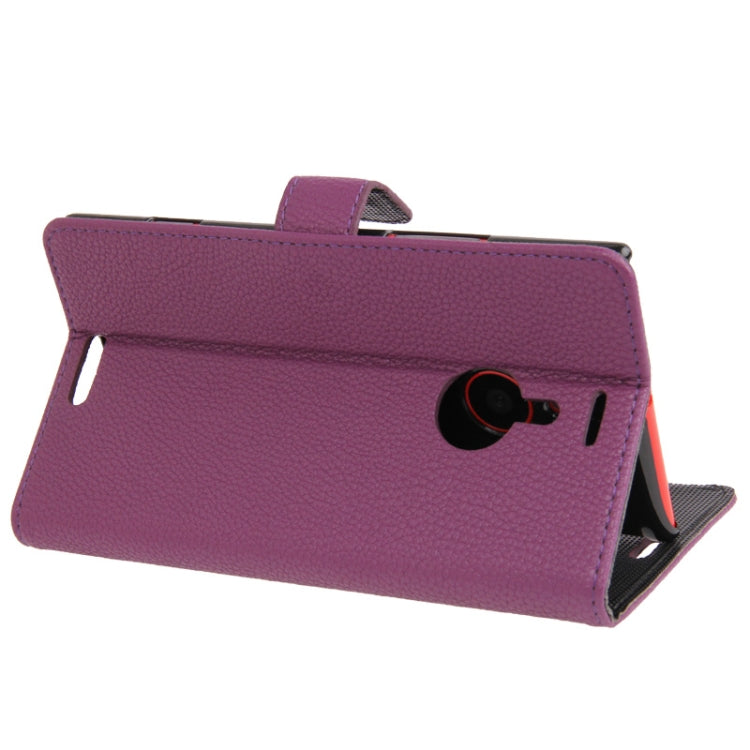 Litchi Texture Leather Case with Credit Card Slots & Holder for Nokia Lumia 1520 / Bendit  (Purple)