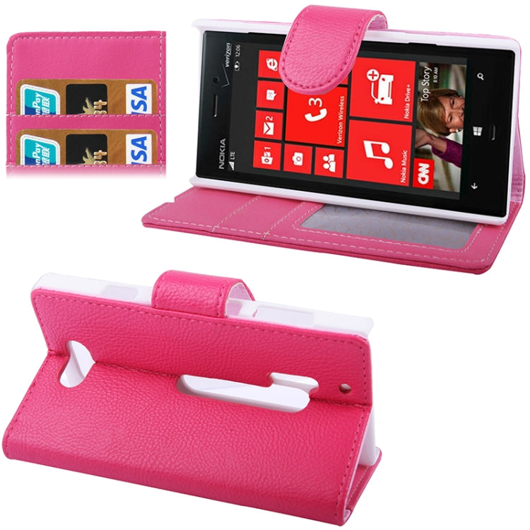 Litchi Texture Leather Case with Holder & Credit Card Slots for Nokia Lumia 928