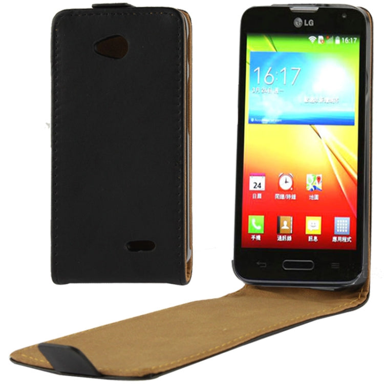 Vertical Flip Leather Magnetic Buckle Case for LG L70 / Dual D325 (Black)