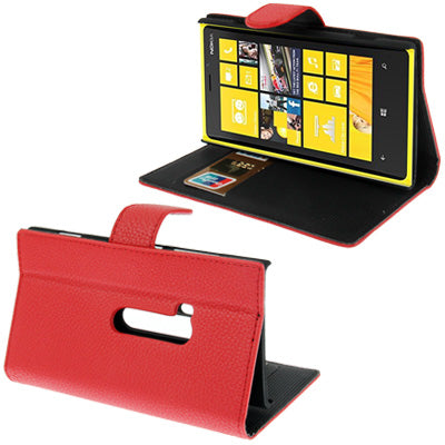 Litchi Texture Leather Case with Credit Card Slots and Holder for Nokia Lumia 920