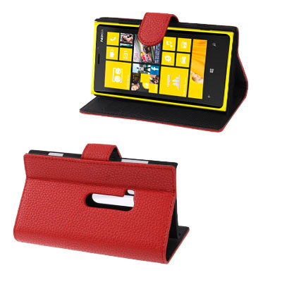 Litchi Texture Leather Case with Holder for Nokia Lumia 920