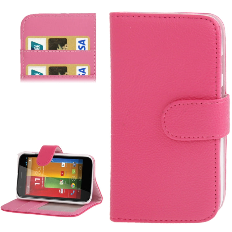 Litchi Texture Leather Case with Credit Card Slots & Holder for Motorola Moto G / XT937C / XT1028