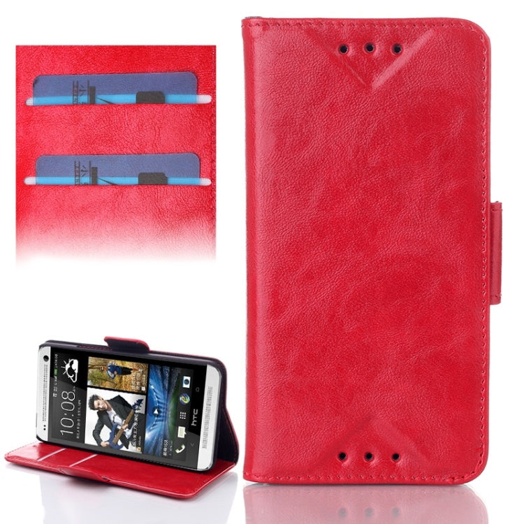Oil Leather Case with Credit Card Slot & Holder for HTC One / M7