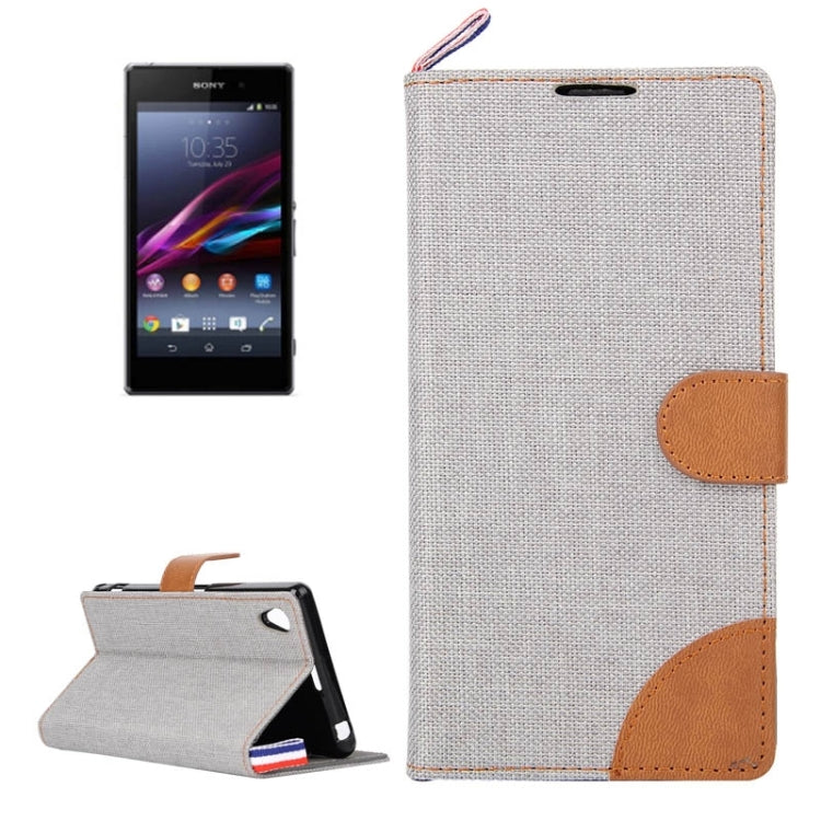 Denim Texture Horizontal Flip Leather Case with Card Slots & Holder & Lanyard for Sony Xperia Z1 / L39H