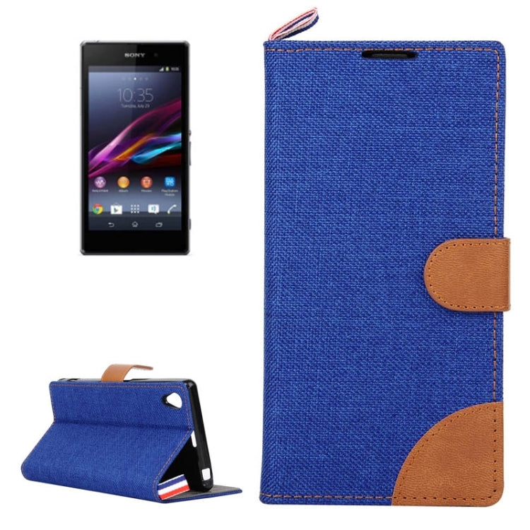 Denim Texture Horizontal Flip Leather Case with Card Slots & Holder & Lanyard for Sony Xperia Z1 / L39H