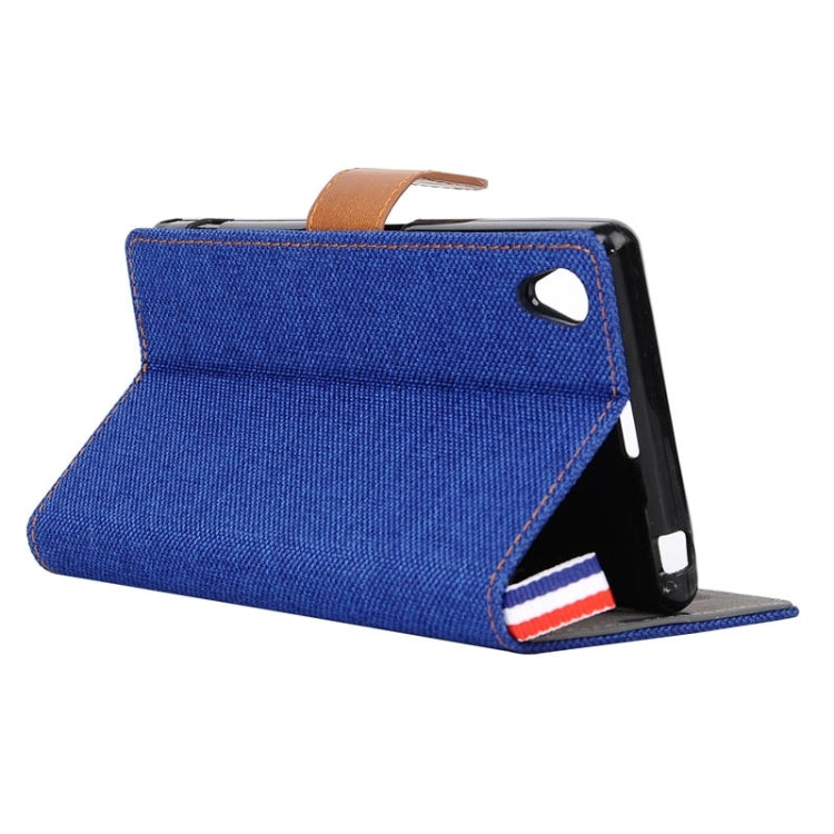 Denim Texture Horizontal Flip Leather Case with Card Slots & Holder & Lanyard for Sony Xperia Z1 / L39H
