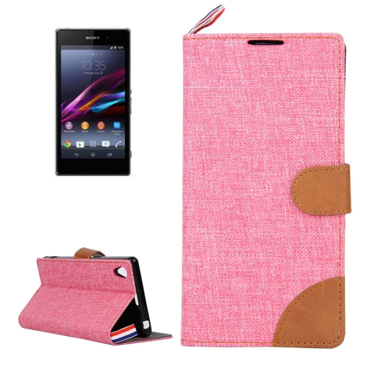 Denim Texture Horizontal Flip Leather Case with Card Slots & Holder & Lanyard for Sony Xperia Z1 / L39H