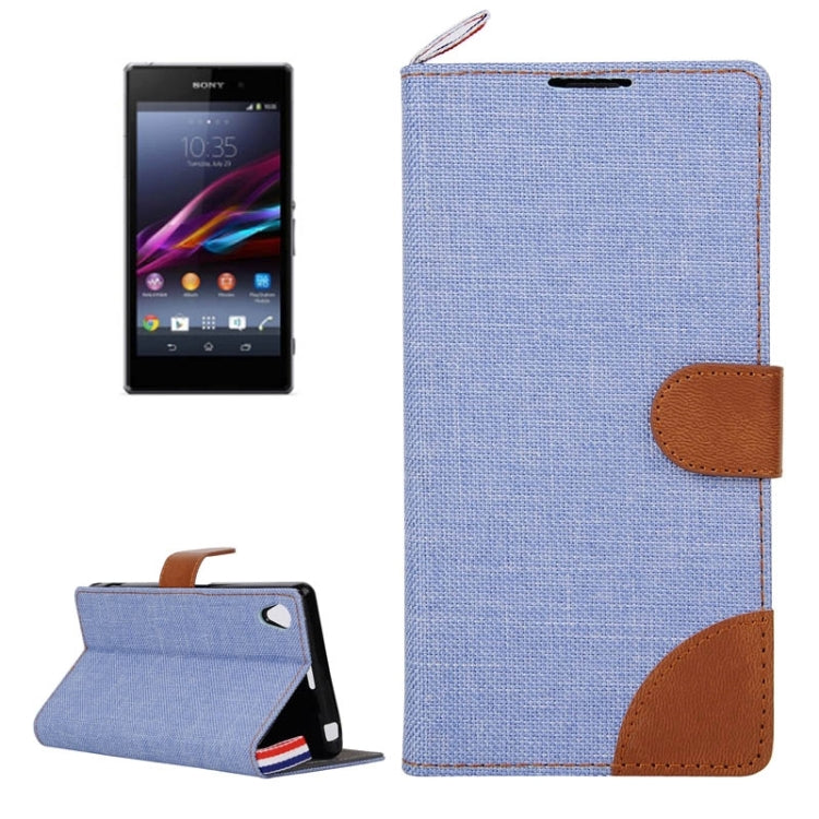 Denim Texture Horizontal Flip Leather Case with Card Slots & Holder & Lanyard for Sony Xperia Z1 / L39H