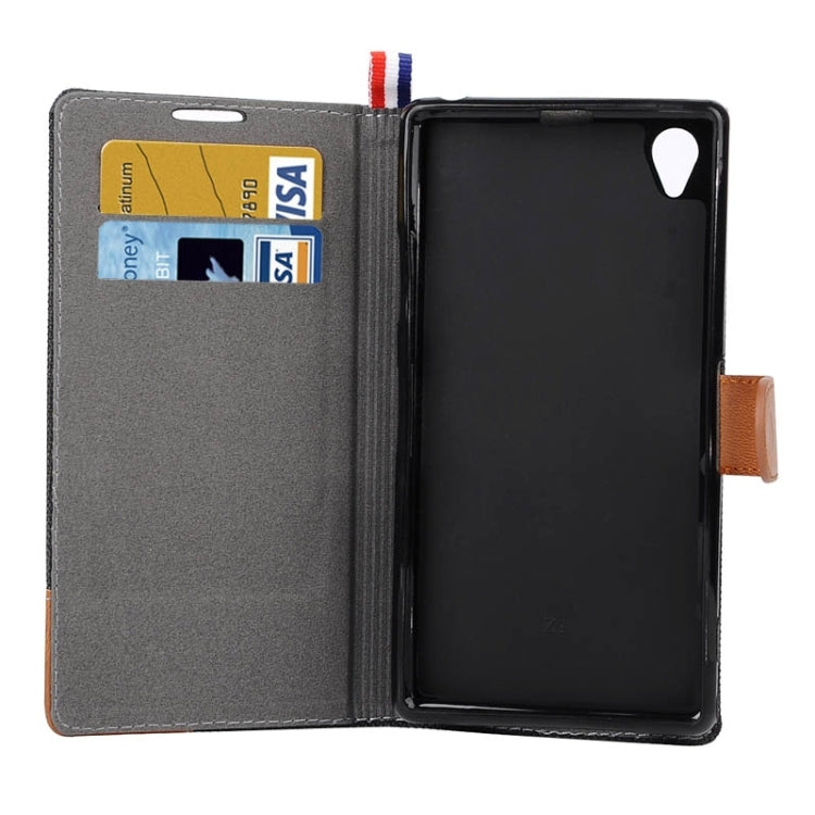 Denim Texture Horizontal Flip Leather Case with Card Slots & Holder & Lanyard for Sony Xperia Z1 / L39H