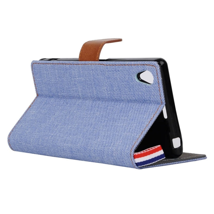 Denim Texture Horizontal Flip Leather Case with Card Slots & Holder & Lanyard for Sony Xperia Z1 / L39H
