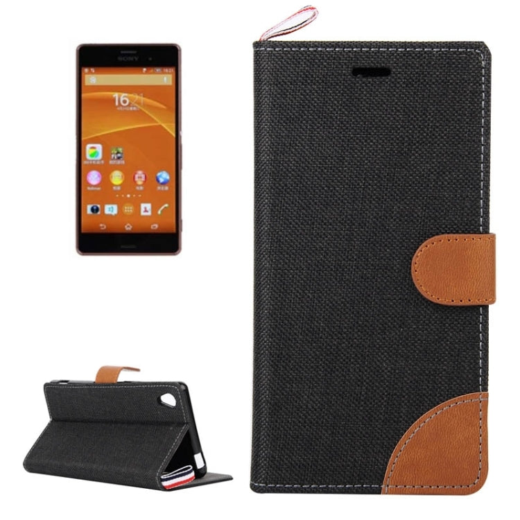 Denim Texture Horizontal Flip Leather Case with Card Slots & Holder & Lanyard for Sony Xperia Z3