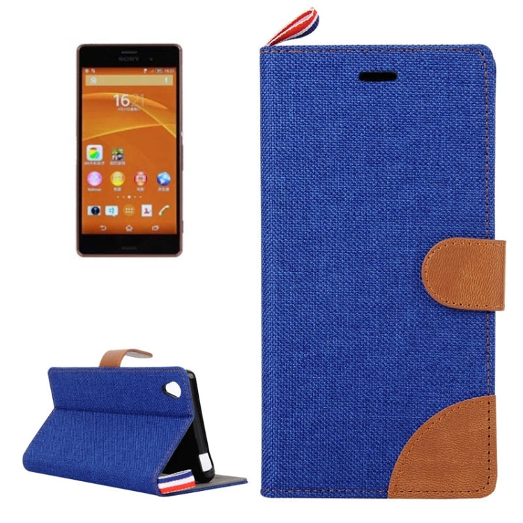 Denim Texture Horizontal Flip Leather Case with Card Slots & Holder & Lanyard for Sony Xperia Z3