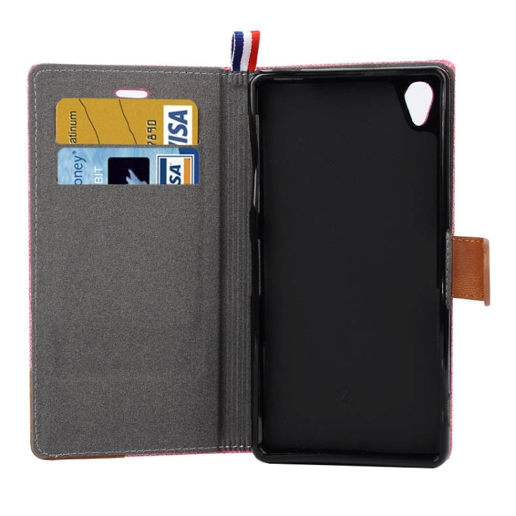 Denim Texture Horizontal Flip Leather Case with Card Slots & Holder & Lanyard for Sony Xperia Z3