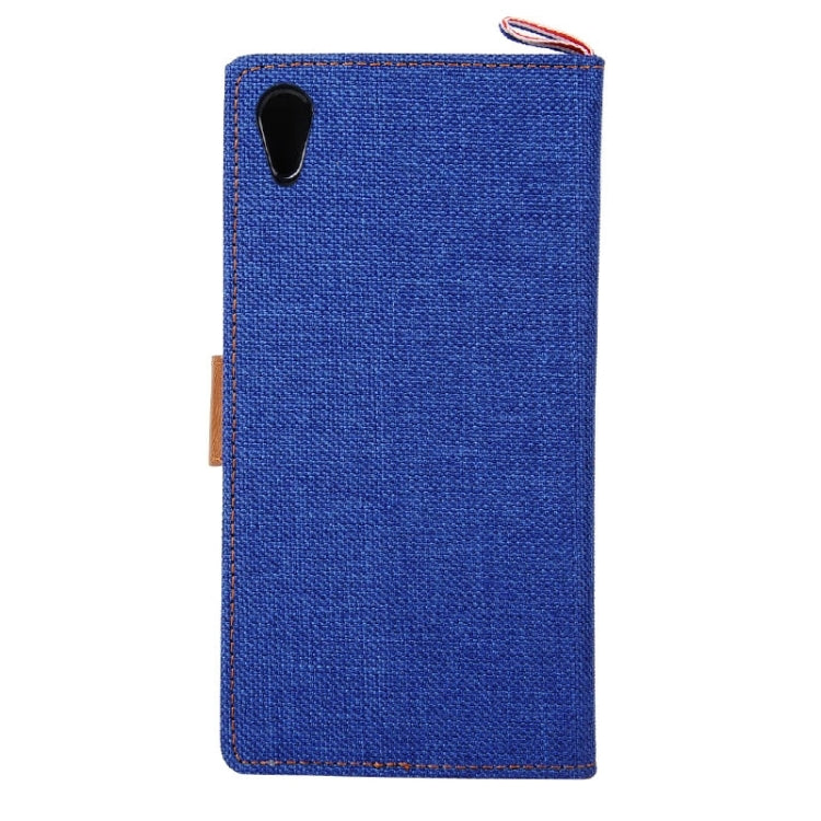 Denim Texture Horizontal Flip Leather Case with Card Slots & Holder & Lanyard for Sony Xperia Z3+