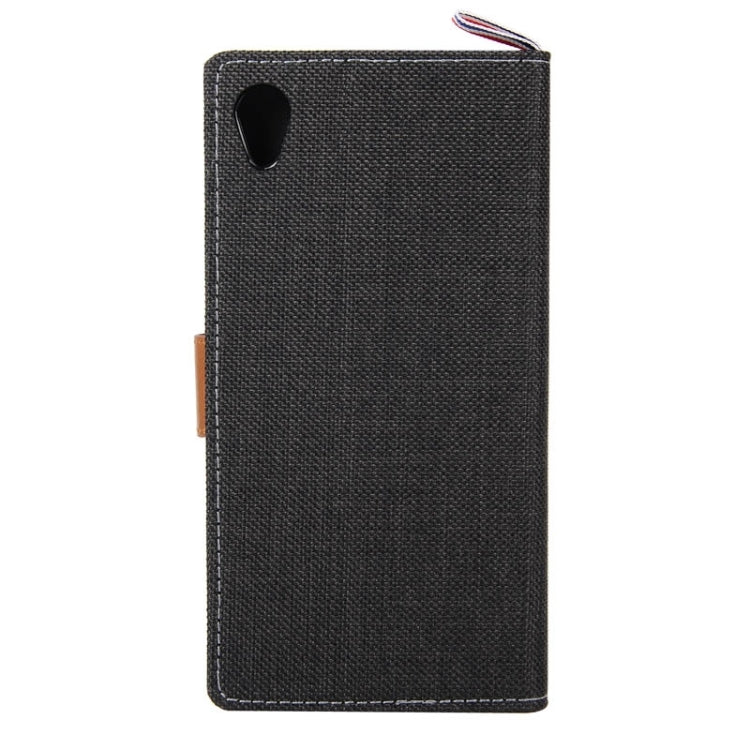 Denim Texture Horizontal Flip Leather Case with Card Slots & Holder & Lanyard for Sony Xperia M4 Aqua