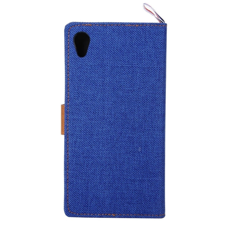 Denim Texture Horizontal Flip Leather Case with Card Slots & Holder & Lanyard for Sony Xperia M4 Aqua