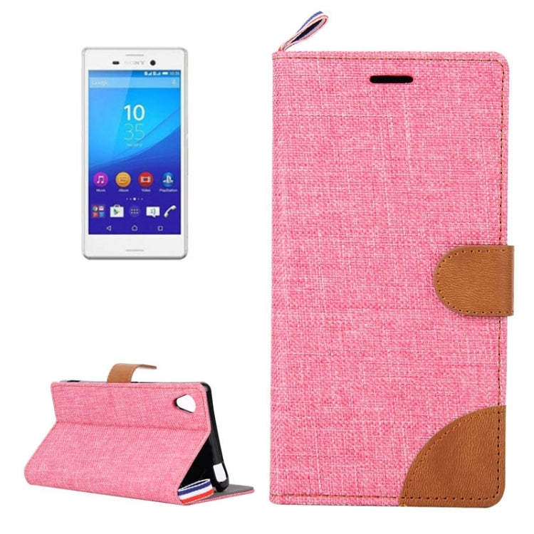 Denim Texture Horizontal Flip Leather Case with Card Slots & Holder & Lanyard for Sony Xperia M4 Aqua