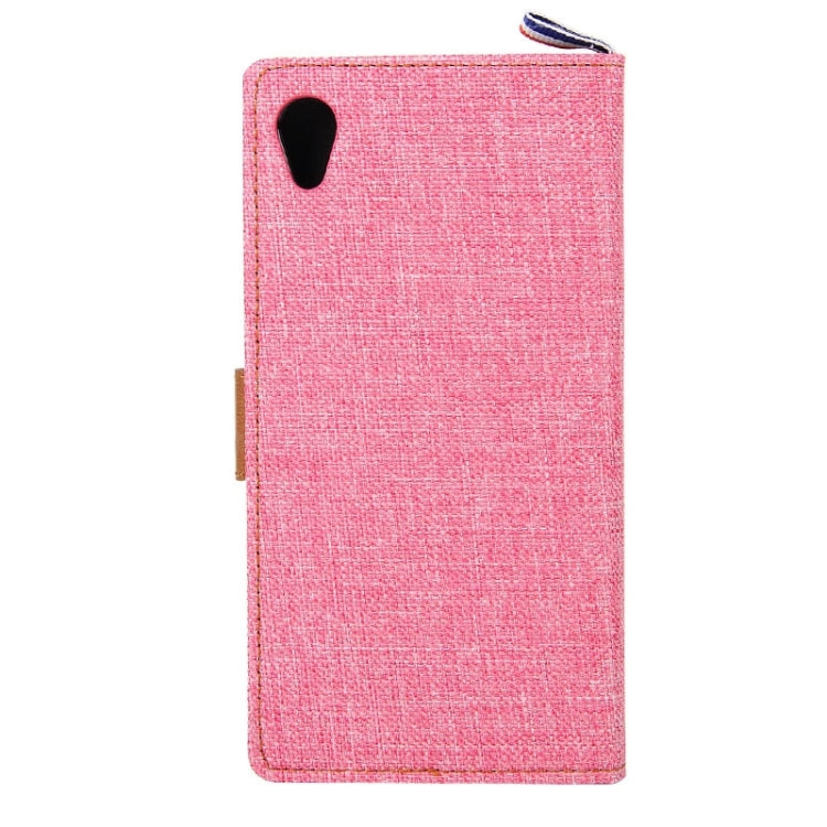 Denim Texture Horizontal Flip Leather Case with Card Slots & Holder & Lanyard for Sony Xperia M4 Aqua