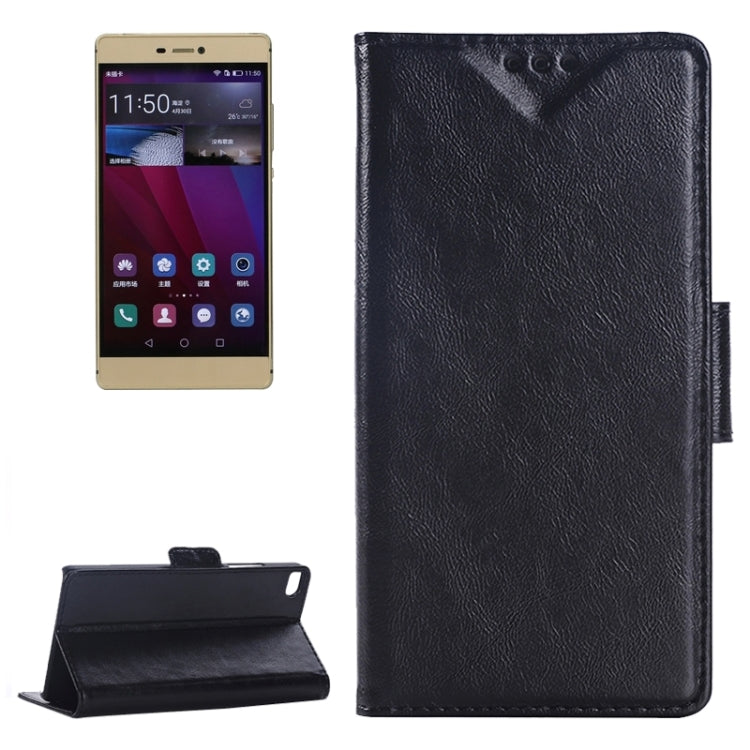Oil Skin Texture Leather Case with Holder & Card Slots & Wallet for Huawei P8