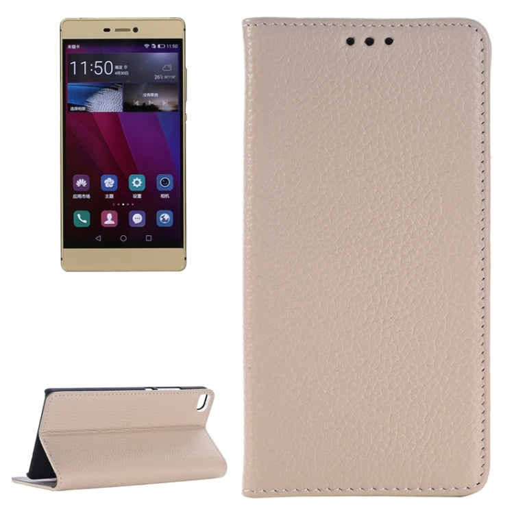 Litchi Texture Genuine Leather Case with Holder & Card Slot for Huawei P8