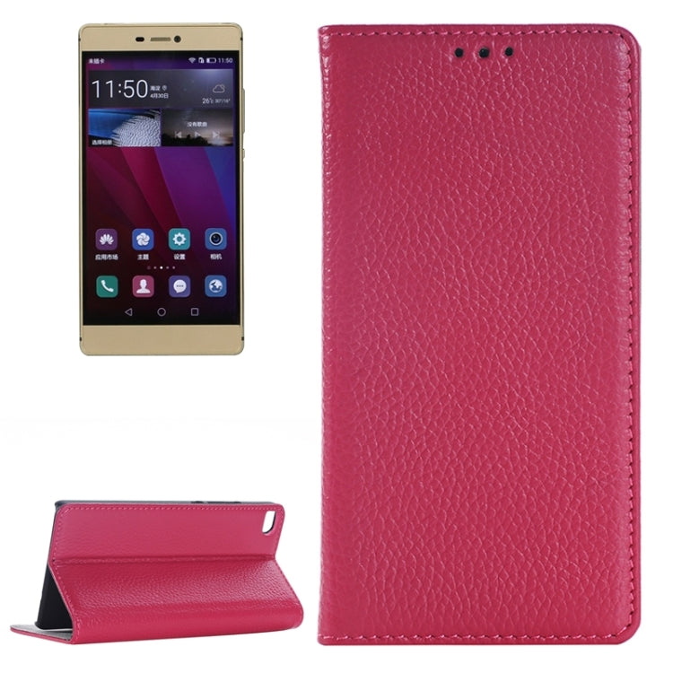 Litchi Texture Genuine Leather Case with Holder & Card Slot for Huawei P8