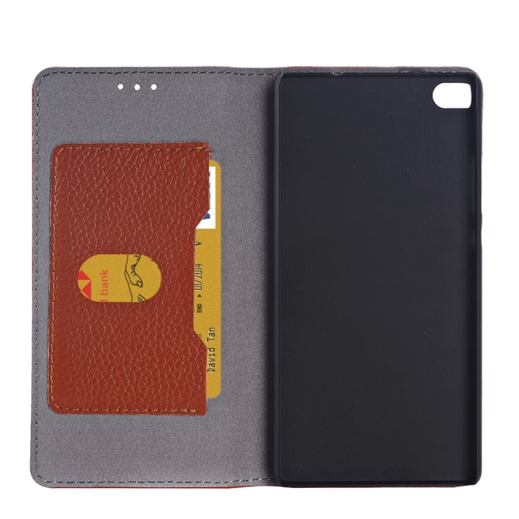 Litchi Texture Genuine Leather Case with Holder & Card Slot for Huawei P8