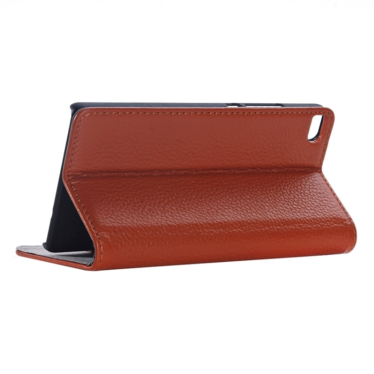 Litchi Texture Genuine Leather Case with Holder & Card Slot for Huawei P8