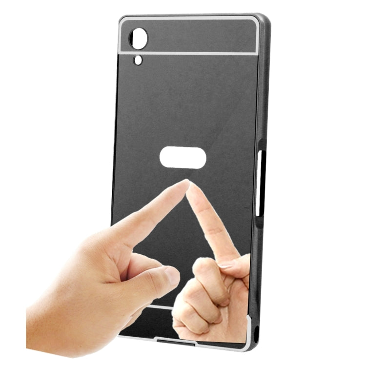 Fashionable Electroplating Mirror Push Pull Back Shell Cover + Metal Bumper Frame for Sony Xperia Z2 / L50