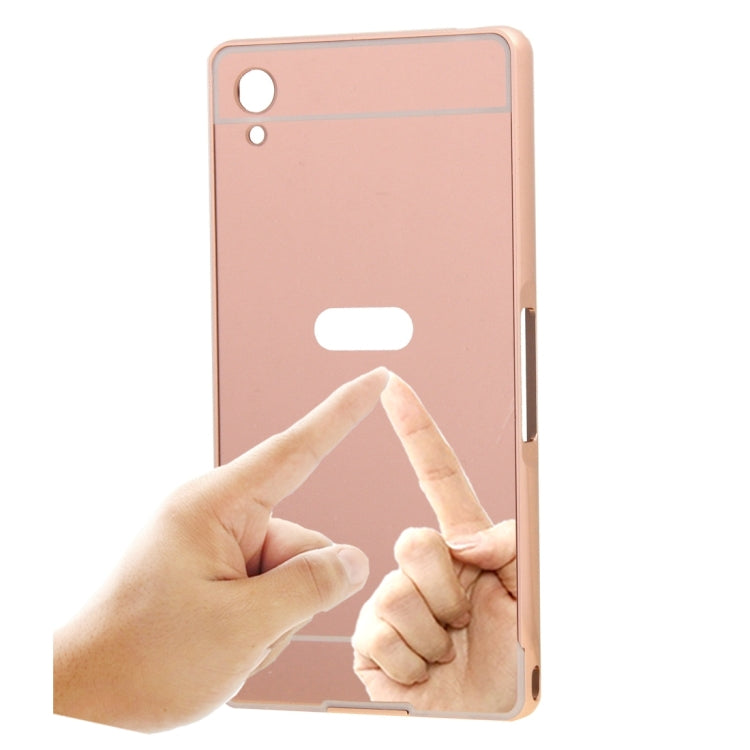 Fashionable Electroplating Mirror Push Pull Back Shell Cover + Metal Bumper Frame for Sony Xperia Z2 / L50