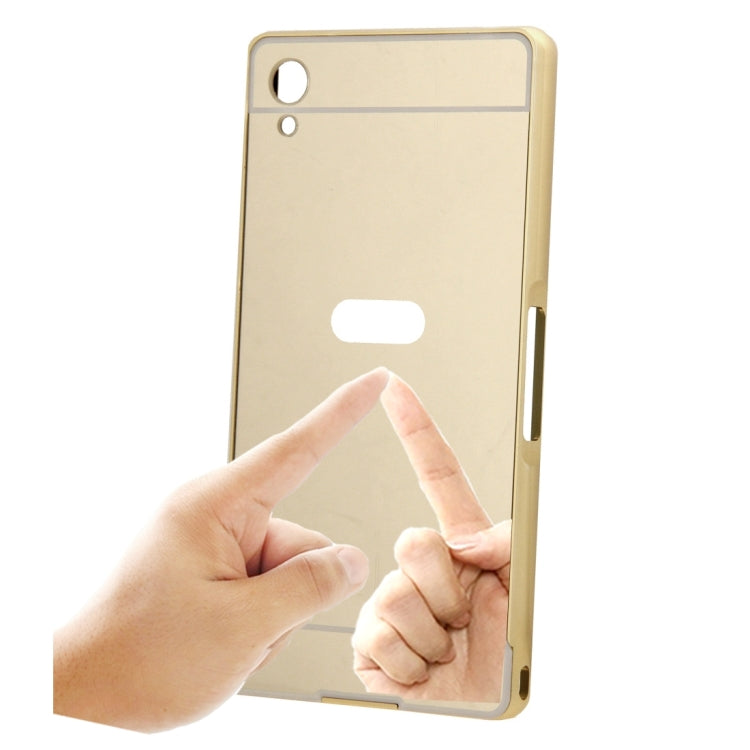 Fashionable Electroplating Mirror Push Pull Back Shell Cover + Metal Bumper Frame for Sony Xperia Z2 / L50