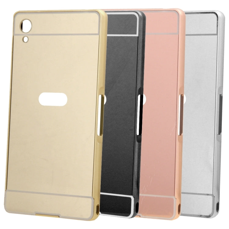 Fashionable Electroplating Mirror Push Pull Back Shell Cover + Metal Bumper Frame for Sony Xperia Z2 / L50