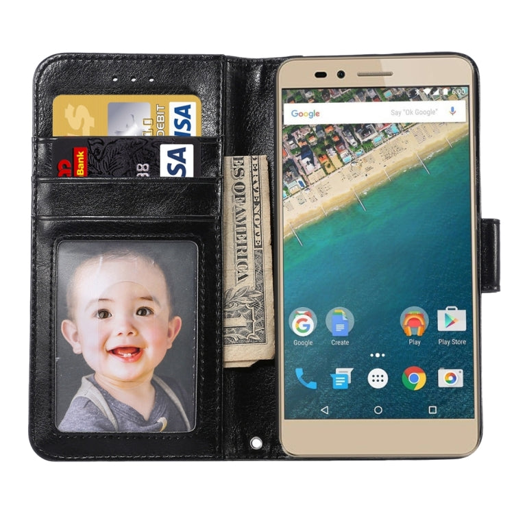Crazy Horse Texture Horizontal Flip Magnetic Snap Leather Case with Adjustable Holder & Card Slots & Photo Frame & Wallet & Lanyard for Google Nexus 5X