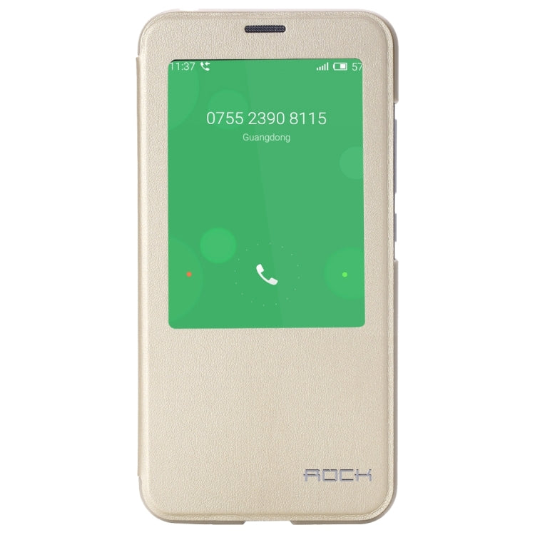 Rock Touch Series Fashionable Business Style Horizontal Flip Leather Case with Intelligent Window and Sleep / Wake-up Function for Meizu MX5