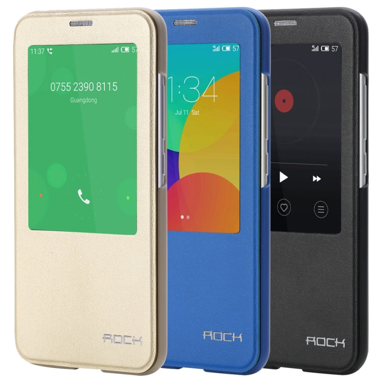 Rock Touch Series Fashionable Business Style Horizontal Flip Leather Case with Intelligent Window and Sleep / Wake-up Function for Meizu MX5