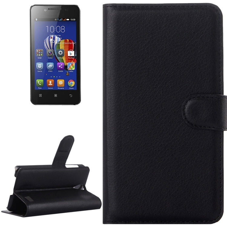 Litchi Texture Flip Leather Case with Holder & Card Slots & Wallet for Lenovo A319