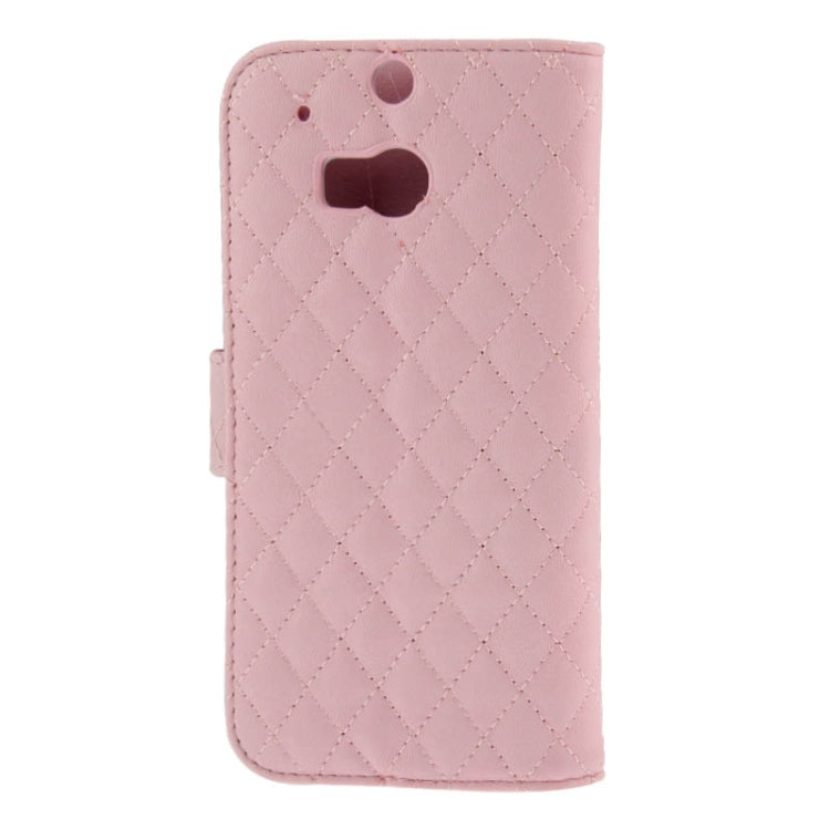 Plaid Texture Leather Case with Credit Card Slot & Holder for HTC One / M8