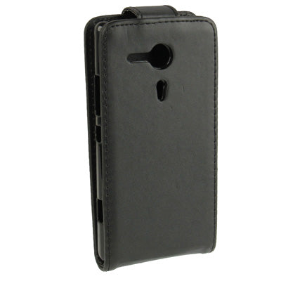 Pure Color Vertical Flip Leather Case for Sony Xperia SP / M35h (Black)