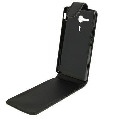 Pure Color Vertical Flip Leather Case for Sony Xperia SP / M35h (Black)