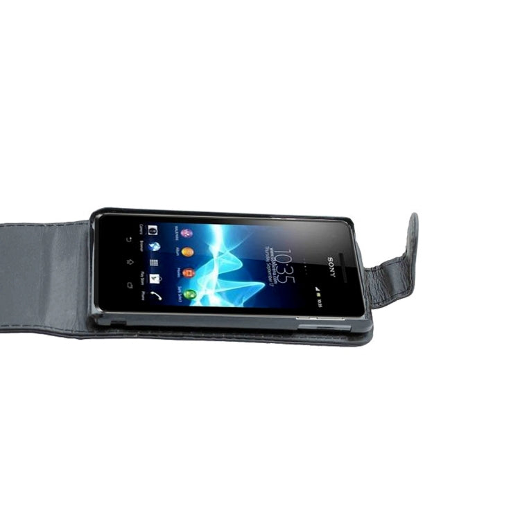 Vertical Flip Soft Leather Case for Sony LT25i(Black)