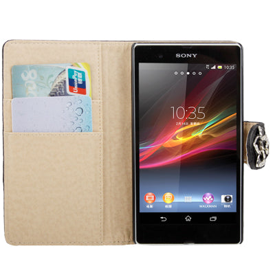 Plaid Texture Diamond Flower Button Flip Soft Leather Case with Credit Card Slots