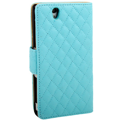 Plaid Texture Diamond Flower Button Flip Soft Leather Case with Credit Card Slots