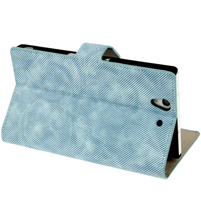 Denim Printing Pattern Leather Case with Holder & Credit Card Slots for Sony Xperia Z / L36H / C6603
