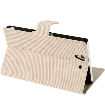 Denim Printing Pattern Leather Case with Holder & Credit Card Slots for Sony Xperia Z / L36H / C6603