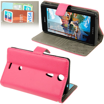 Cross Texture Leather Case with Holder & Credit Card Slots for Sony Xperia GX / TX / LT29i