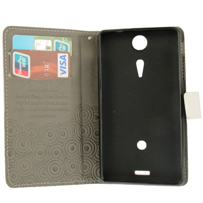 Cross Texture Leather Case with Holder & Credit Card Slots for Sony Xperia GX / TX / LT29i
