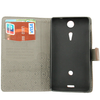 Cross Texture Leather Case with Holder & Credit Card Slots for Sony Xperia GX / TX / LT29i