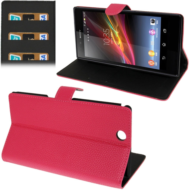 Litchi Flip Leather Case with Credit Card Slots & Holder for Sony  Xperia Z Ultra / XL39h