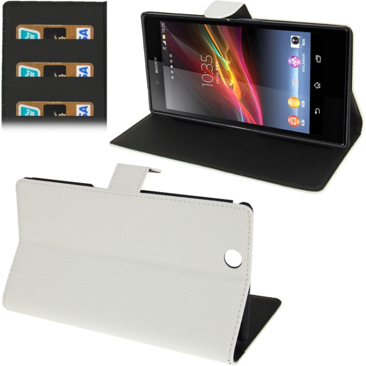 Litchi Flip Leather Case with Credit Card Slots & Holder for Sony  Xperia Z Ultra / XL39h