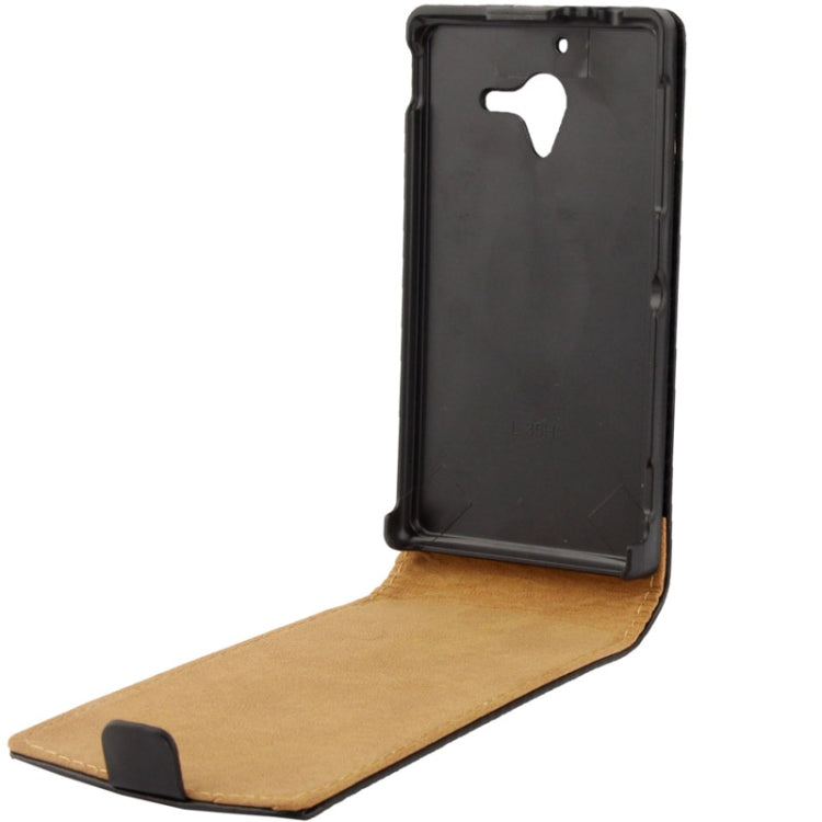 Vertical Flip Soft Leather Case for Sony Xperia ZL / L35H (Black)