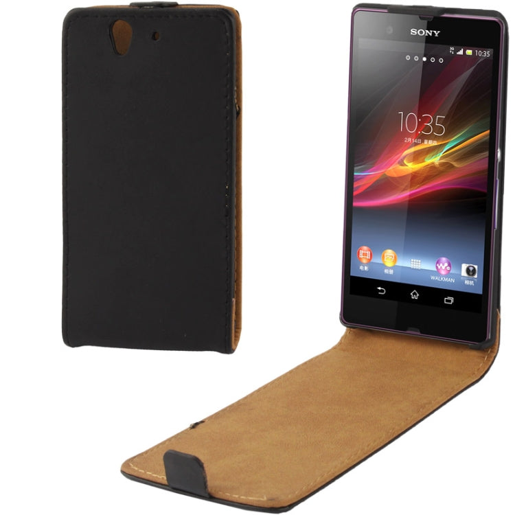 Vertical Flip Leather Case for Sony Xperia Z / L36h / Yuga C6603   (Black)